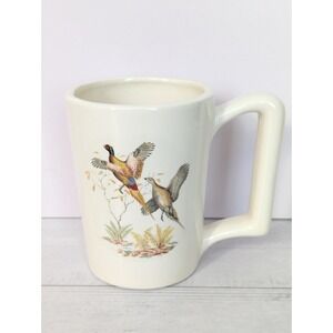 Vintage Arnels Pottery Pheasant Wild Birds Flying Game Mug Cup MCM 4.5" Tall